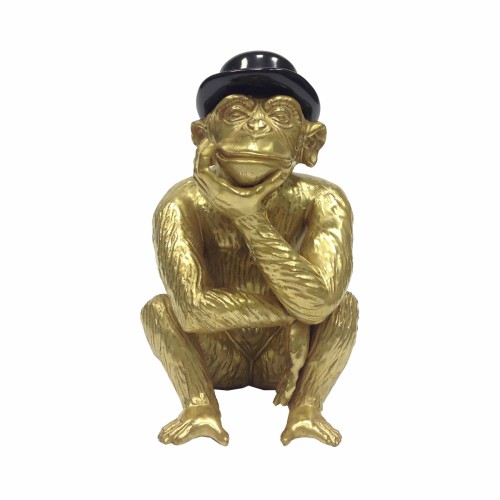 Порцелянова статуетка Villari Мавпочка Чарлі античне золото В21
