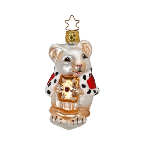 Елочная игрушка Inge Glas Мышка рождественская в красно-белом В9